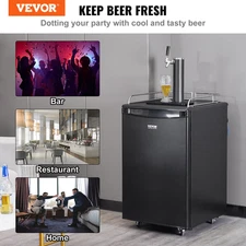 Beer Kegerator, Single Tap Draft Beer Dispenser, Black