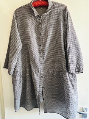 Voyage Marina Rinaldi Gingham Linen Cotton Blouse Tunic UK 24 Fits 16-24Oversize