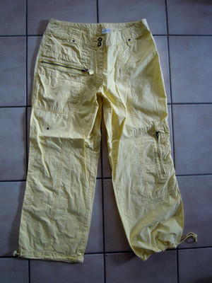 leichte Chrome Casuals Marken Damen 7/8 Cargo Sommer Hose Gr.38 Gelb Baumwolle