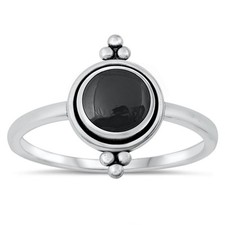 Vintage Bali Black Onyx Polished Ring New .925 Sterling Silver Band Sizes 4-10