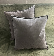 Gray Velvet Square Throw Pillows - Solid Mode...