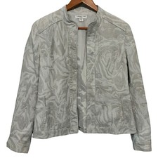 Coldwater Creek Jacquard Jacket Neutral Colors Open Front Women's Size 12 NWT