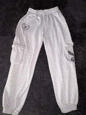 Playboy Men s M Gray Fleece Jogger Sweatpants Drawstring Elastic Waist Pockets