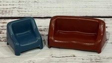 Vintage 1973 Hasbro Weebles Haunted House Burgundy Couch Blue Chair