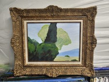 peinture paysage stylisé moderne naïf années 1950
