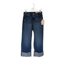 NYDJ Teresa Wide Leg Jeans Women's Size 4 Blue Denim Cropped Cuffed