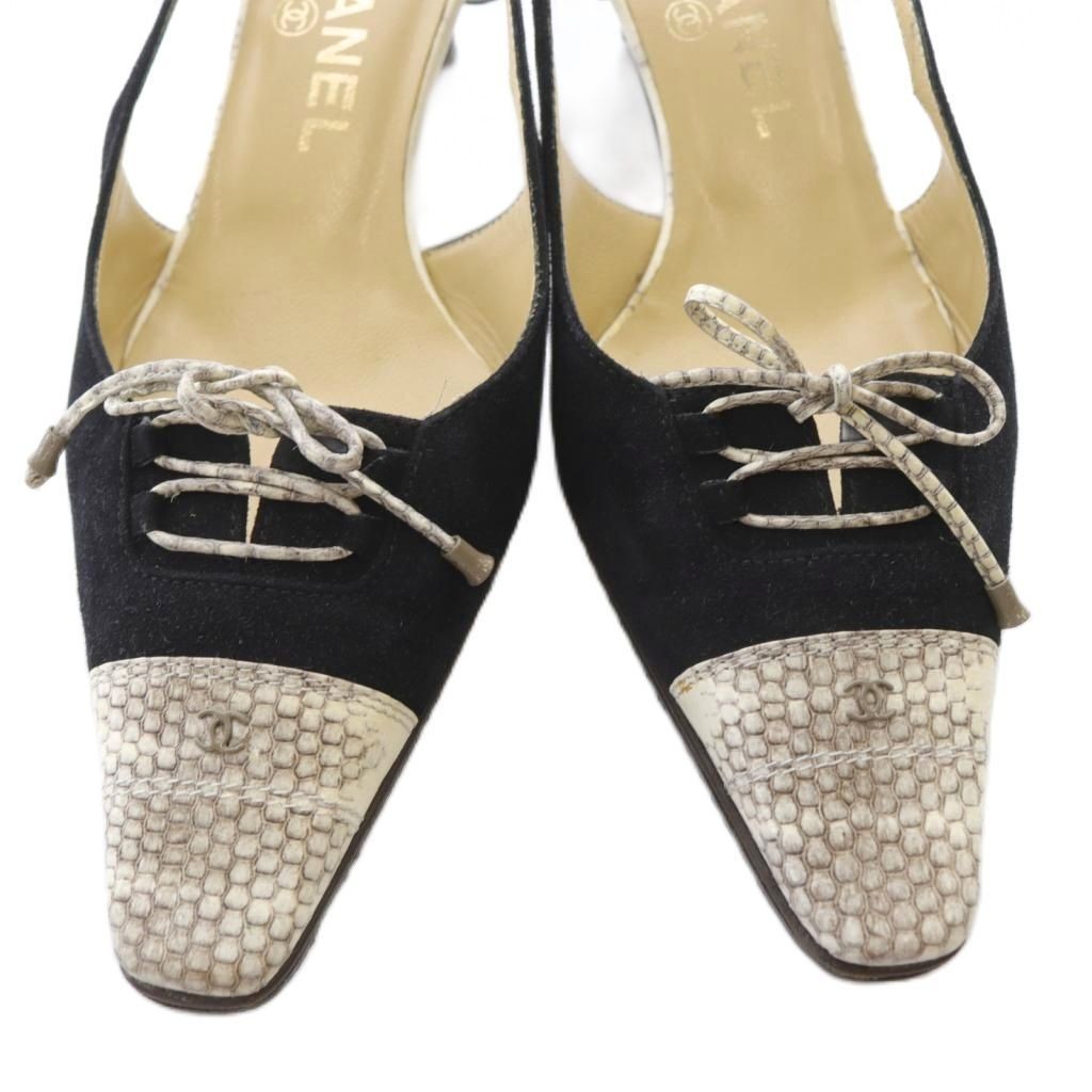 CHANEL Python Pattern Sandals Strap Suede Size 36… - image 4