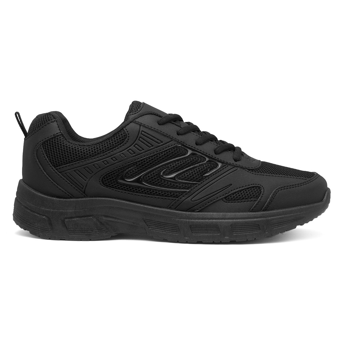 Mens Trainers Black Adults Lace Up Gripped Durable Padded Collar