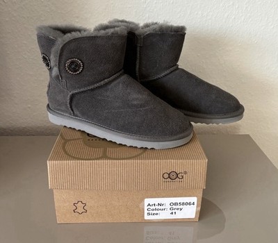 OOG Fell-Boots | Gr. 41 | Grau | Nubukleder | Lammfell | wenig getragen