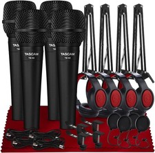 Tascam TM-82 Dynamic Cardioid Microphone 4 units for Recording Vocals and