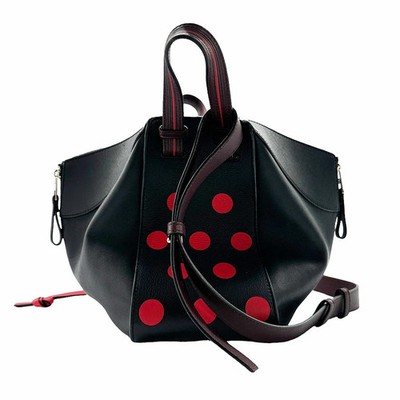 Loewe Hammock Leather Shoulder Bag Black Red Burgundy