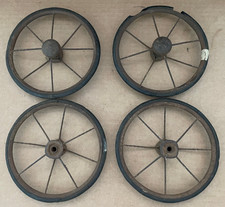 Vintage METAL SPOKE RUBBER Wheels 4pcs Stroller Carriage Wagon