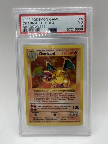 1999 Pokemon Base Set Shadowless Charizard Holo #4 PSA 3