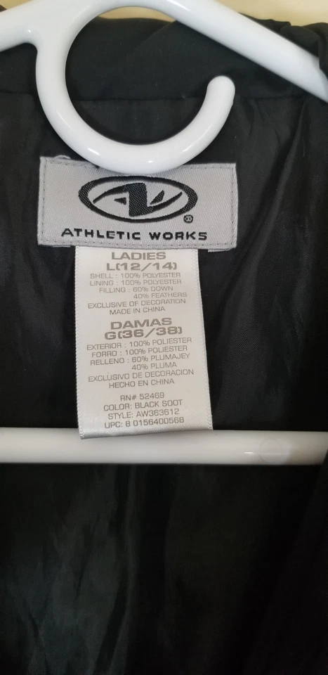 Athletic Works Womens Puffer Vest Black Down Filled Quilted Large *white Spot** - Image 2 of 3