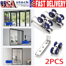 1PC Smooth Sliding Door Rollers With 4 Wheels Easy Rail Track Movement