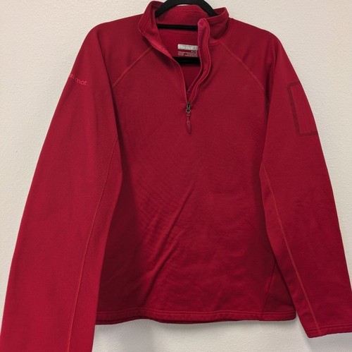 Marmot Women's Red Fleece Lined 1/4 Zip Sweater Jacket sz XL - Picture 2 of 11