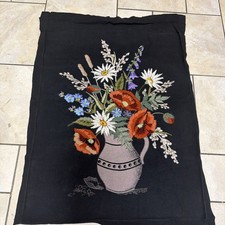 Large 27x36 Needlepoint Canvas Piece Florals Poppi Daisy Vase Floral