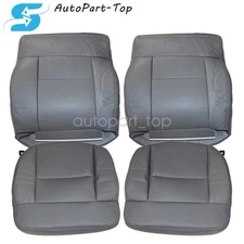 Driver & Passenger Bottom & Top Leather Seat Cover Gray For Ford F-150 2006 2007