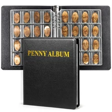 Pressed Penny Holder Book - 190 Coin Collector Album for Elongated Pennies