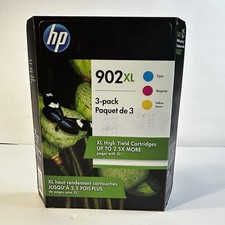 HP 902XL Color Ink Cartridges 3-Pack Genuine OEM CMY Exp Aug 2020 Sealed
