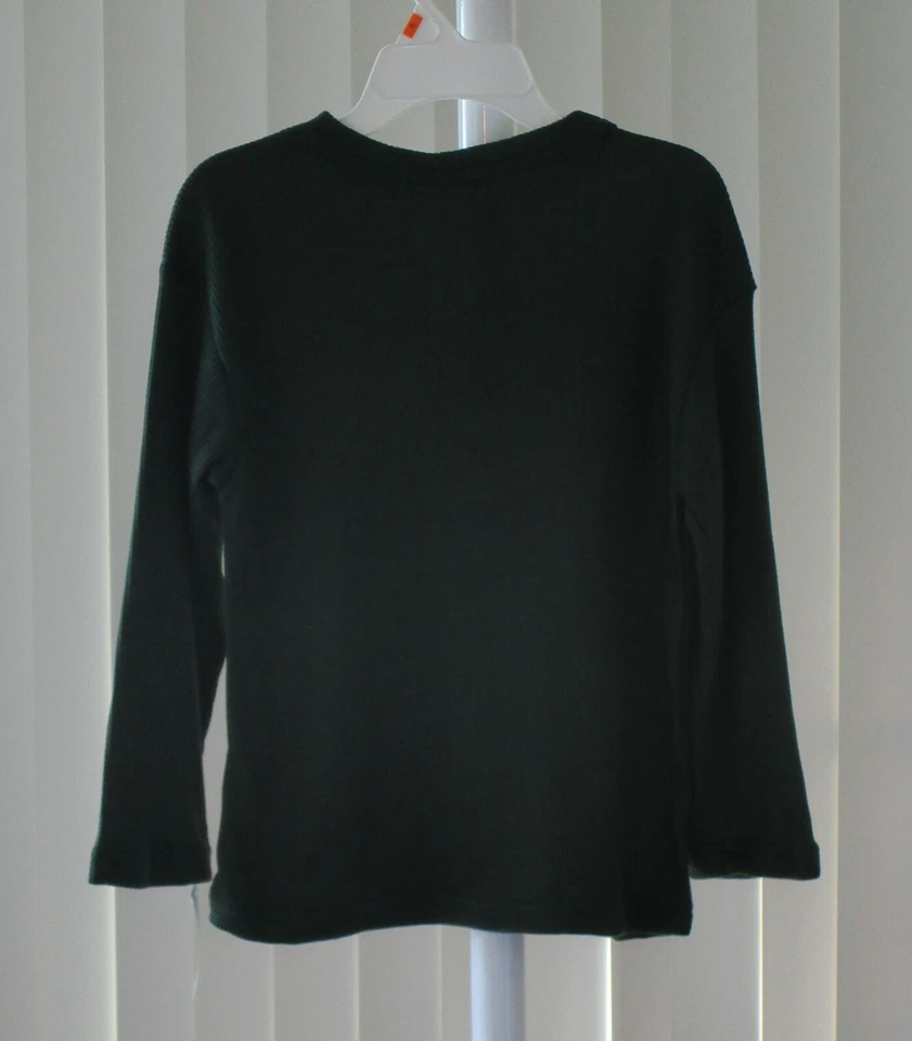 Top de pijama para niños manga larga verde oscuro tejido gofre nuevo talla 8 Foto 2 de 2