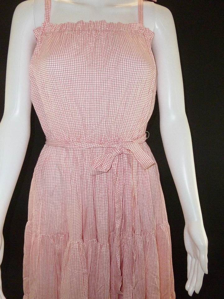 Vintage 70s Chez Jodi Gingham Sun Dress Belted Cottagecore Midi Size M - Image 2 of 4