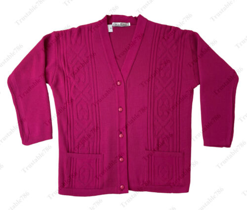 Cardigan caldo da donna motivo a maglia chiusura con bottoni e tasche taglia S-2XL - Foto 5 di 11