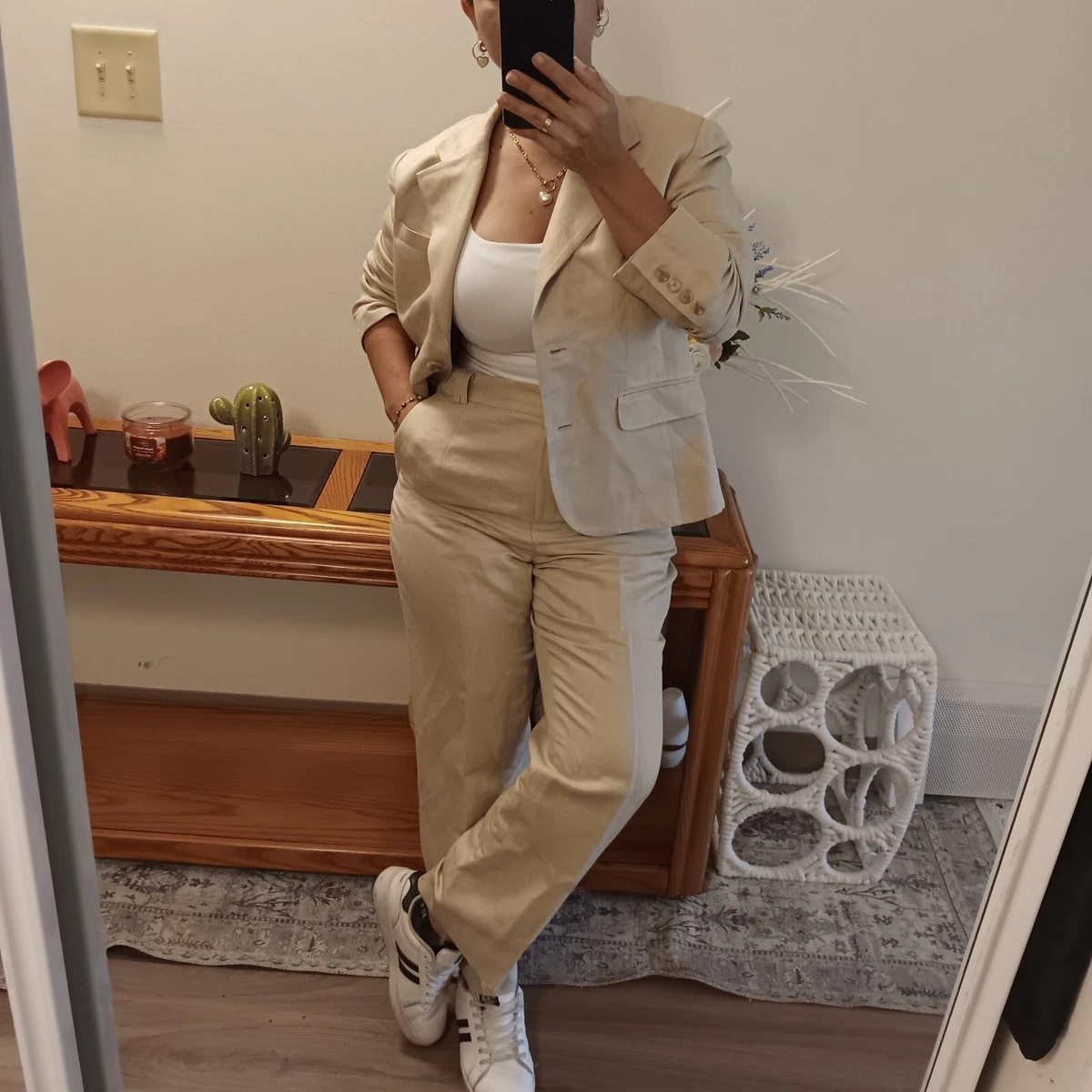 Womens khaki shop pant suit