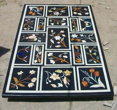 4'x2' antique black Marble bird center coffee Table Top room decor Inlay lapis 