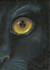 5x7 PRINT OF PAINTING HALLOWEEN VINTAGE STYLE FOLK ART RYTA WITCH BLACK CAT JOL