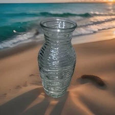 VINTAGE Art Deco Ribbed Clear Glass Bud Vases 8”