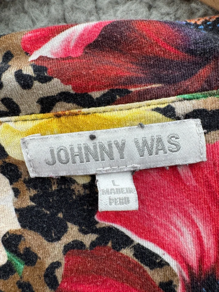 Johnny Was Floral Animal Print Sleep Shirt Womens Large Geometric Flowers - Image 2 of 4
