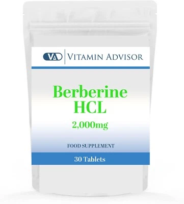 VITAMIN ADVISOR Berberine HCL Extract 2,000mg High-Strength HUGE Savings Vegan Tablets Capsules