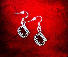 BUY 2 GET 1 FREE SILVER VAMPIRE FANGS TEETH DANGLE CHARM EARRINGS HALLOWEEN GIFT