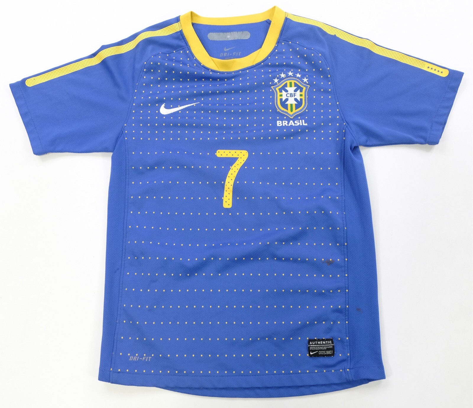 Rare VTG NIKE Elano Blumer Brasil 2010 World Cup Soccer Jersey 2010s Blue YTH M
