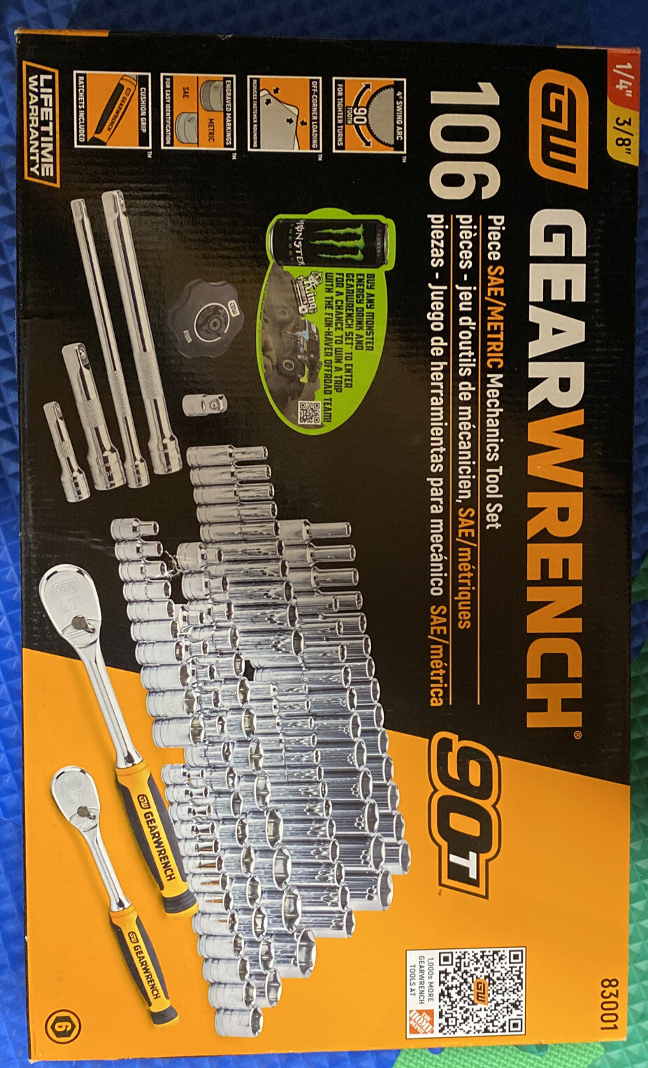 New GearWrench 90T 106Piece Mechanics Tool Set 83001 1/4” 3/8” SAE