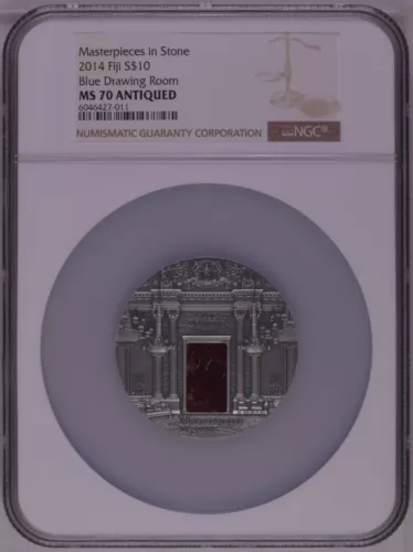 NGC MS70 Fiji 2014 Masterpieces in Stone Blue Drawing Room Silver Coin 3oz COA