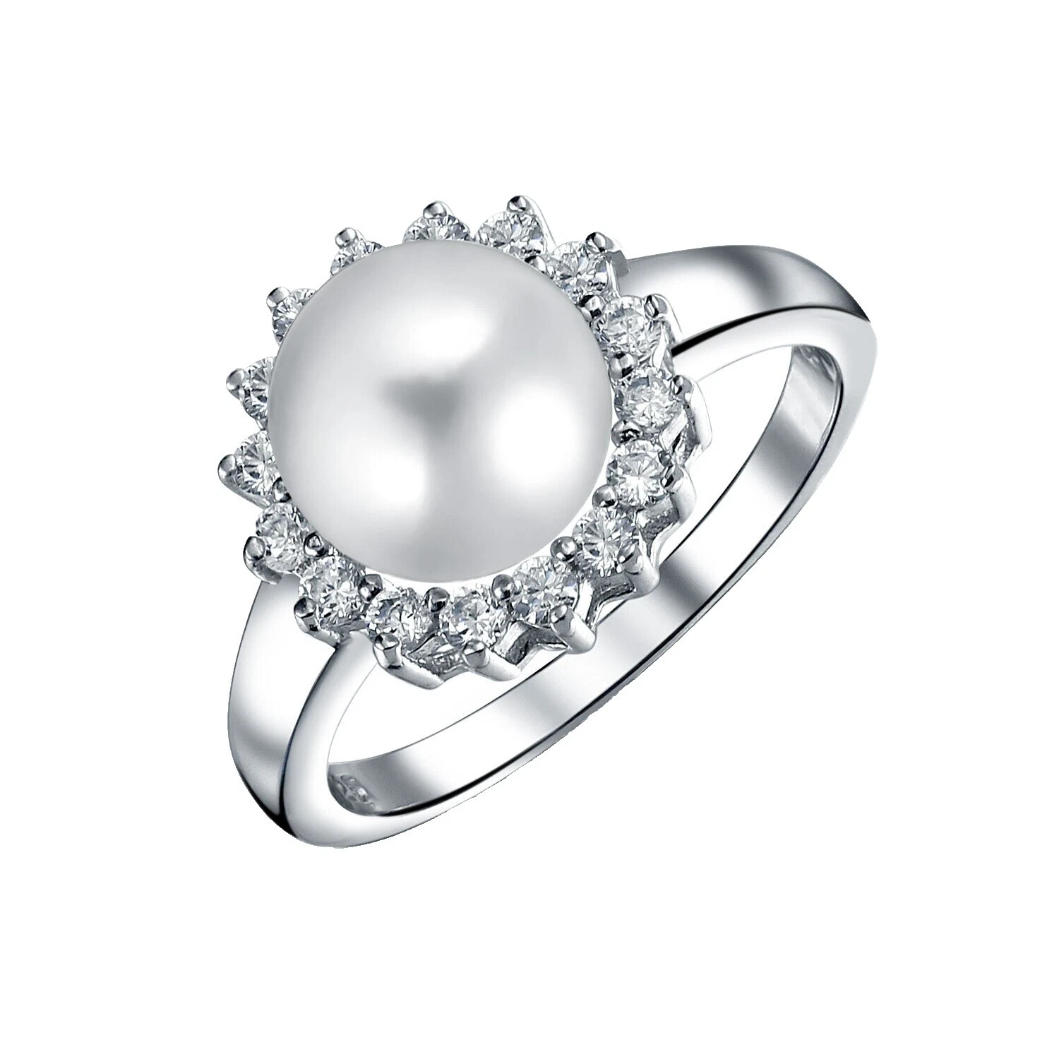 Cubic Zirconia Plateado Blanco Anillos de Moda