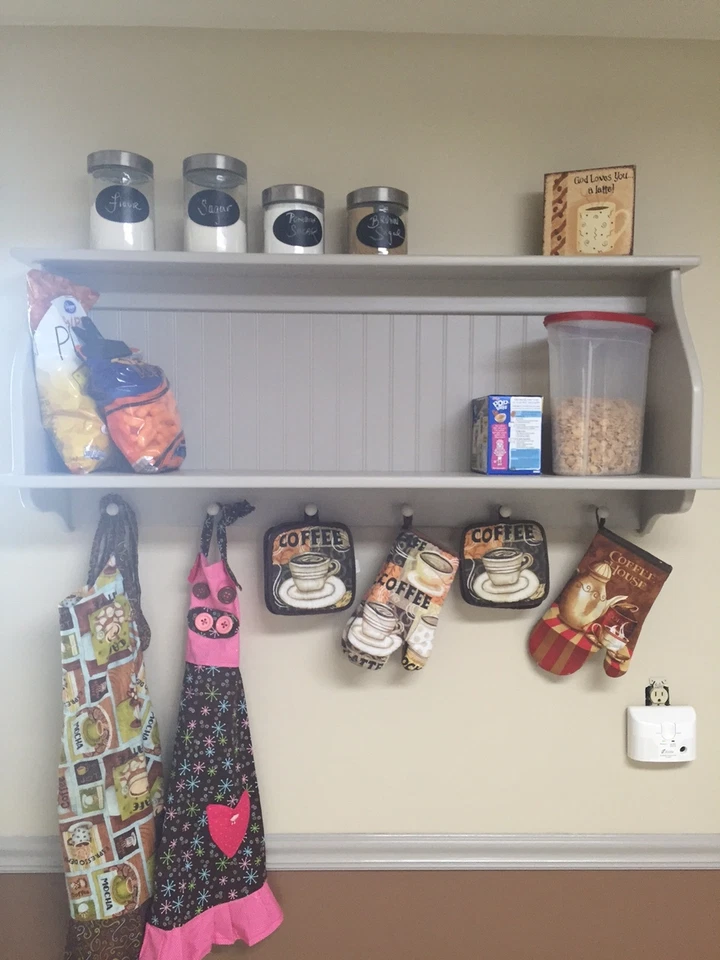 Country Kitchen Wall Shelf Storage Cupboard with Shaker Pegs 46" - Изображение 3 из 3