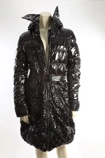 CELYNb Black Shiny Quilted Down Winter Puffer Jacket Size XS