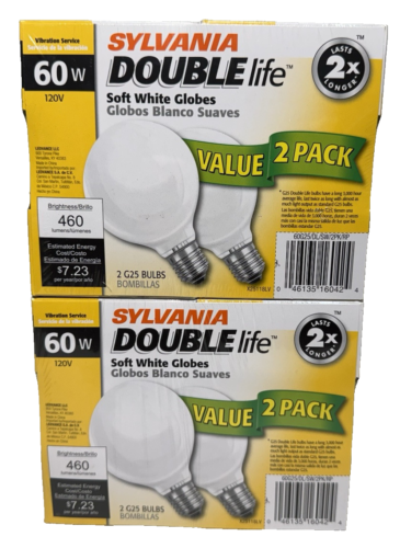 Sylvania Double Life Soft White Indoor 60 Watt G25 Frosted Light Bulbs (4 PACK) - Picture 3 of 3