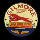 Vintage Gilmore Oil The Red Lion Race Winning Metal Enamel Gas Station Sign 6 in