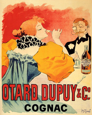 POSTER COGNAC OTARD DUPUY FRENCH WOMAN DRINKING IN A CAFFE VINTAGE REPRO FREE SH