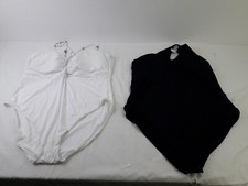 M S Womens 2pcs Swimwear Bundle Size 24 One Piece Halter Black White NewF2