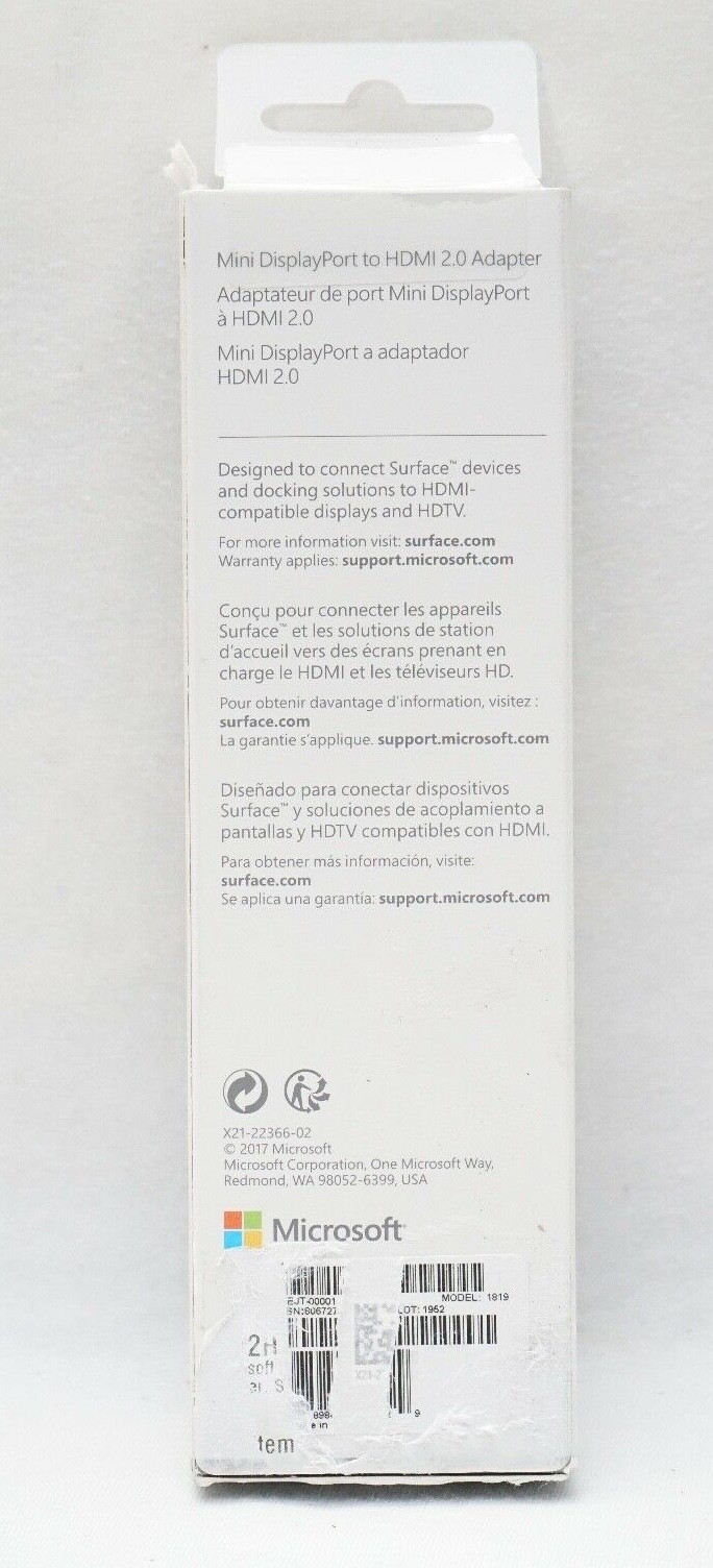 Microsoft Surface Mini Display Port To Hdmi 2 0 Adapter For Sale Online Ebay