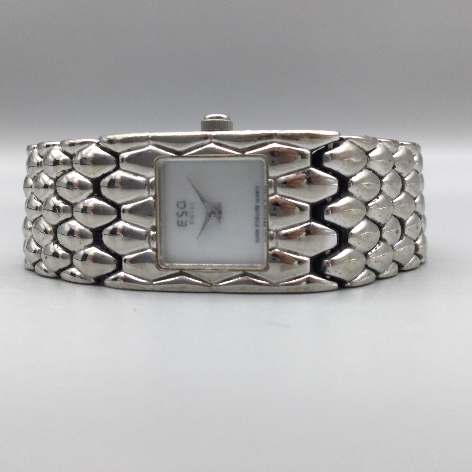 ESQ Swiss Esquire Watch Women Silver Tone Square Dial MOP New Battery 7