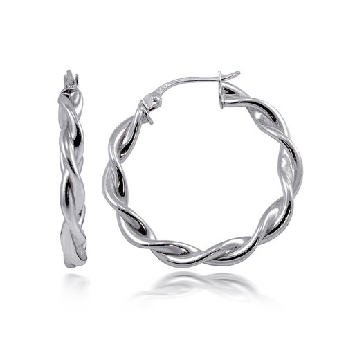 Boucles D'oreilles Créoles En Argent Sterling 925 - Or Flash Jaune - 2x20mm - Lot De 2