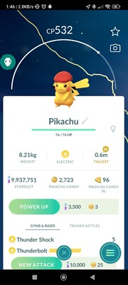 Pikachu ( Rei Cap ) Pokemon Tr@de Go