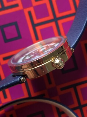 NWB Tory Burch Reva Double-wrap Watch Navy Leather TBW4032  display picture 3