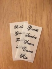 Personalised Clear Wedding Name Labels Stickers Table Plan 3cm height  5 cm wide